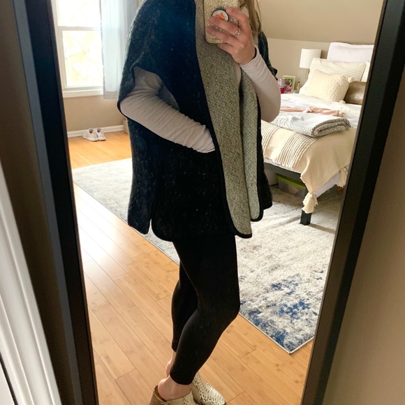 Black and Grey Loft Hooded Poncho Sweater - Picture 2 of 2